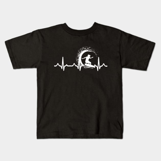 surfing heartbeat gift shirt Kids T-Shirt by Upswipe.de